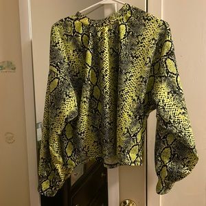 Long Sleeve Lime Green Snake Print Shirt
